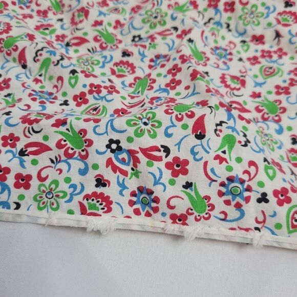 VINTAGE 60s floral print tie waist half apron with pocket and ruffle OS‎ - Picture 7 of 9